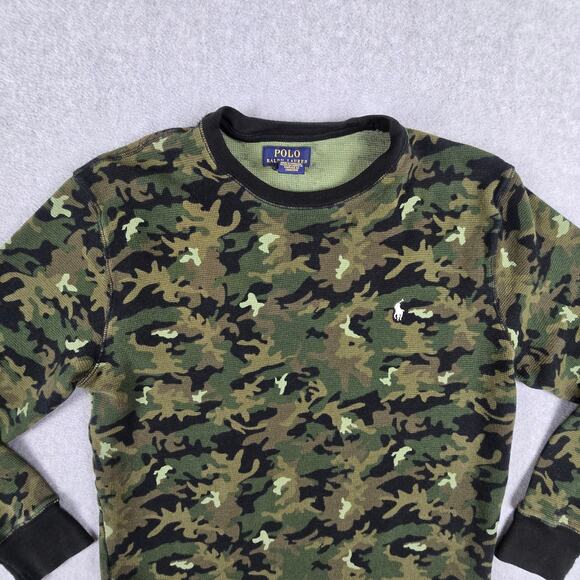 Polo Ralph Lauren Shirt Size Large Camo Thermal Long Sleeve Crewneck Pullover - Picture 5 of 15